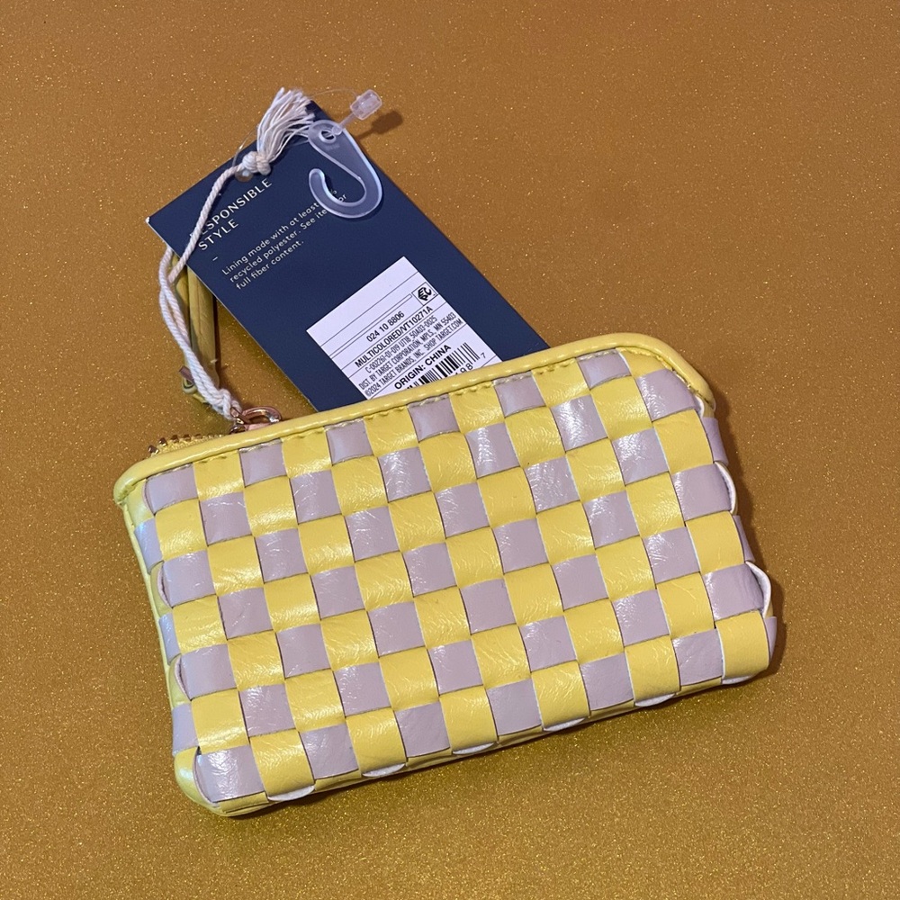 Universal Thread Yellow and Gray Woven Card and Coinpurse